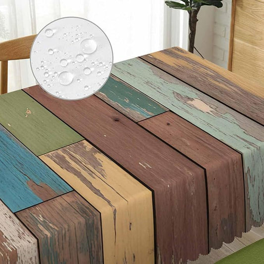 Tablecloth Grunge Wood, Retro Wooden Plank Brown Rectangular Table Cover Kitchen Table Cloth for Dining Hotel Canteen Coffee BBQ Parties Tabletop Decoration, 52x70 Inch