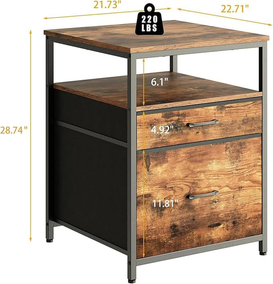 Herture Mini Fridge Stand with 3 Storage, Mini Fridge Cabinet, Beverage Fridge Table, Heavy Duty 21.3" L* 22.7" W Tabletop, for Dorm, Apartment,Office, Bedroom Rustic Brown HB01BXN