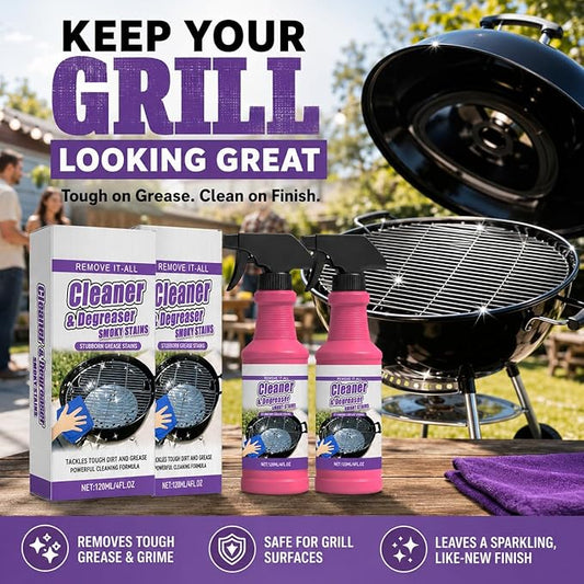 Fast-Acting Heavy-Duty Grill Degreaser Spray, 2Pcs BBQ Heavy Duty Degreaser Grill Cleaner Spray, Grills Cleaner Spray For Outdoor Grills