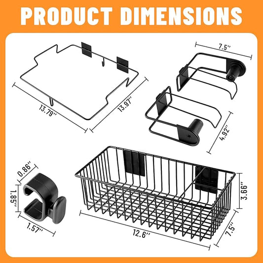 Organizer Kit for Weber Grills Includes Paper Towel Holder Garbage Bag Holder Condiment Caddy and Four Tool Hooks, Grill Accessories for Weber Side Rail