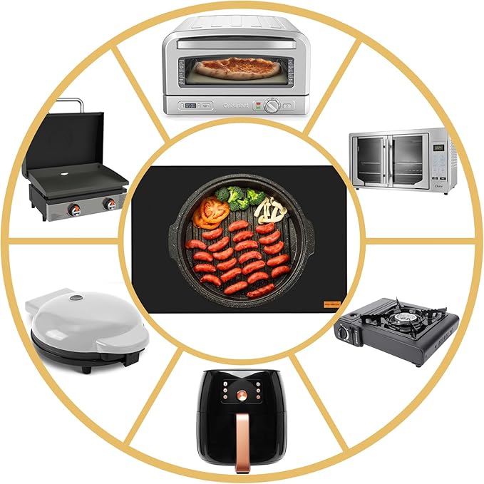 Grill Mats for Outdoor Grill to Protect Your Prep Table and Outdoor Grill Table - Fire Proof,Heat Resistant, Water Proof, Oil Proof BBQ Mat -Extra Thickness 1mm (24x31in)