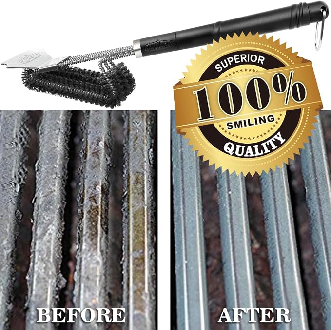 GRILLART Grill Brush and Scraper BBQ Brush for Grill, Safe 18" Stainless Steel Woven Wire 3 in 1 Bristles Grill Cleaning Brush, BR-4516 (Pack of 2)