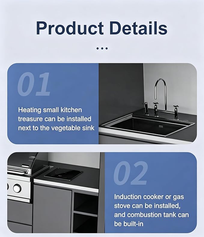 Prefab Modular Outdoor Kitchen Island with Grill, Sink, Beverage Fridge and Storage Cabinets, Modern Patio Cooking Station for Backyard BBQ Outdoor Living