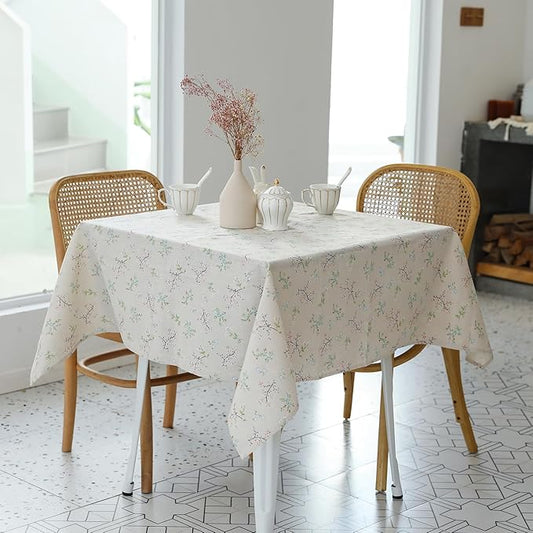 YiHomer Pastoral Square Tablecloth - 52 x 52 Inch Table Cloth - Washable Table Cover with Dust-Proof Wrinkle Resistant for Restaurant, Picnic, Bistro, Indoor and Outdoor Dining, Gardenia