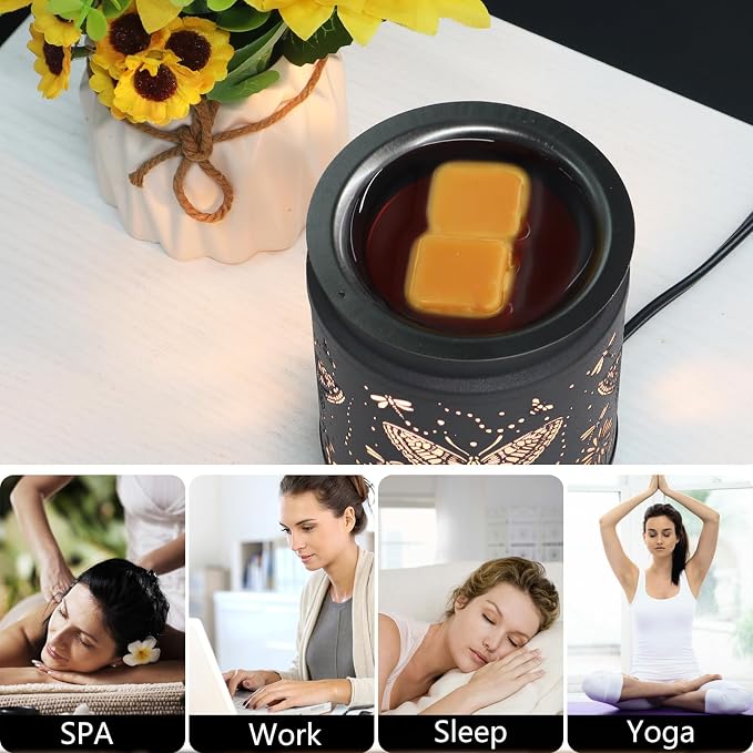 kobodon Butterfly Wax Melt Warmer Metal Wax Warmer for Scented Wax | Electric Fragrance Candle Oil Burner 2 in 1 Wax Melts as Gifts for Moms Grandma Women Girls