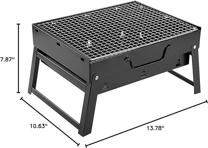 Foldable Charcoal BBQ Grill - Mini Portable Tabletop Barbeque - Great Folding Barbecue for Garden, Party, Festivals, Picnic, Camping, Hiking, Small Fire Pit,35 * 27 * 20cm