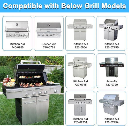 Grill Replacement Parts for Kitchenaid 740-0780 740-0781 720-0954 720-0745B 720-0745 720-0733A 720-0745A 720-0733, Heat Plates Grill Burners Igniters for Kitchenaid 740-0780 4-Burner Gas Grill