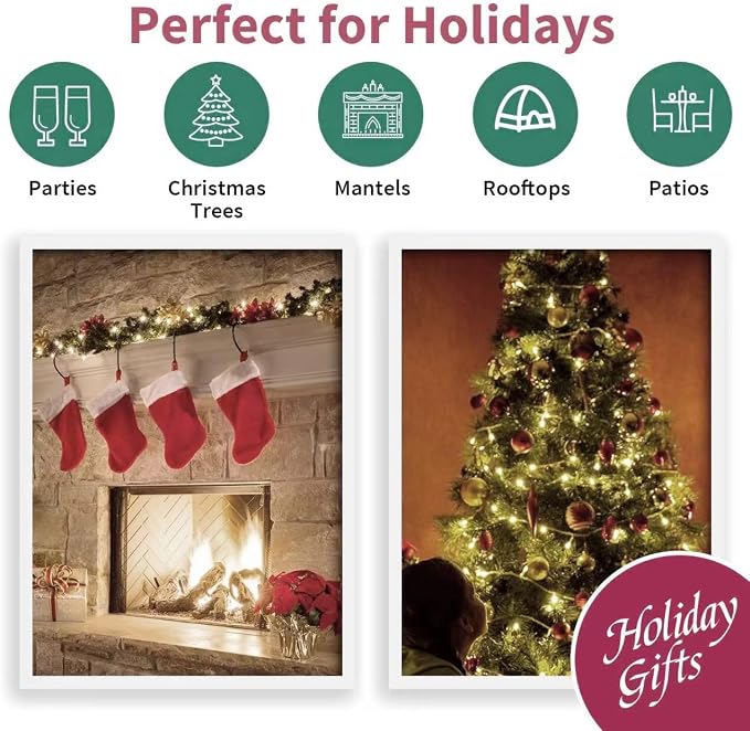 100 Count Clear Christmas String Lights, 19.6ft White Wire Fairy Lights, UL Certified Waterproof Indoor & Outdoor String Lights for Xmas Tree, Patio, Wedding, Mother's Day Decor