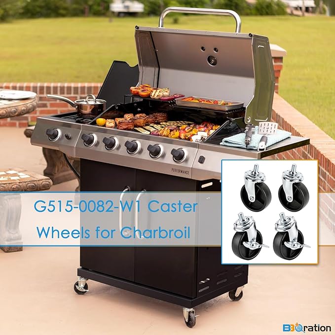 Grill Wheels for Charbroil Performance 463284022 463244819 463660021 463259023 Caster Wheels Caster Locking for Charbroil G350-0024-W2, G515-0082-W1 Grill Wheel for Charbroil Grill Wheels