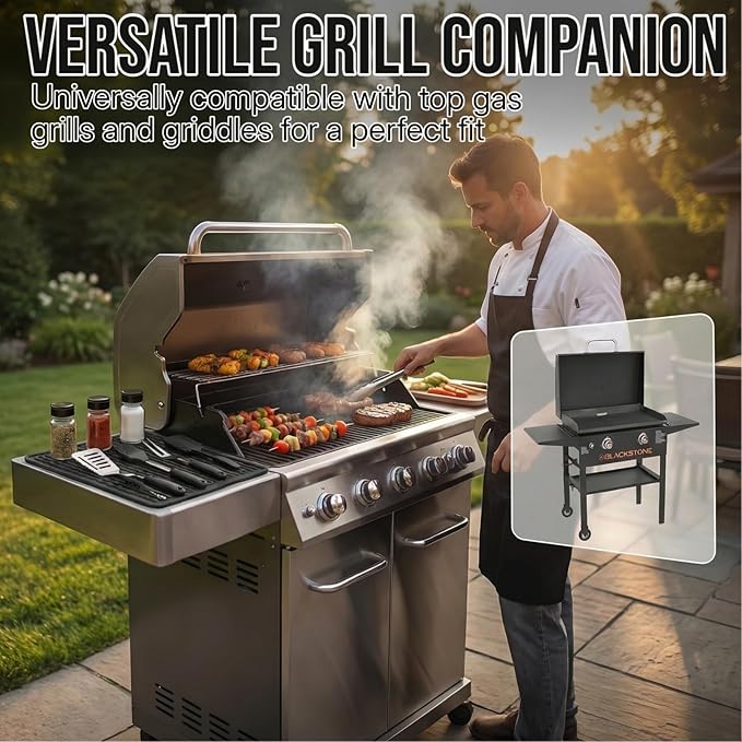 Silicone Grill Tools Mat for Blackstone Weber Traeger Pit Boss Flat Top Grill Smoker,BBQ Accessories Pad Mats for Outdoor Kitchen Counter Cooking, Side Shelf Spatula Mat,Gifts for Men (Grey)