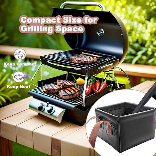 Collapsible Dunk Tank & Cleaning Tray for Grill Brushes - Universal Soaking Tub for Scraper Tools, Fits Cast Iron and Stainless Steel Grill Grates Accessories