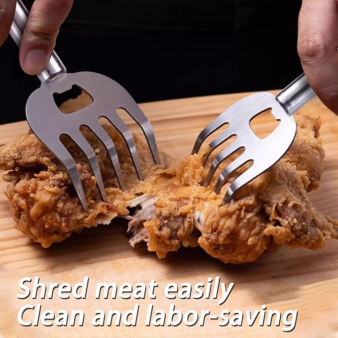 Stainless Steel Pulled Pork Tools for Shredding Meat, Sharp Stainless Steel Food Shredding Fork, Meat Shredder Claws for Shredding, Chicken Shredder, 7.2 inches, 2 Piece