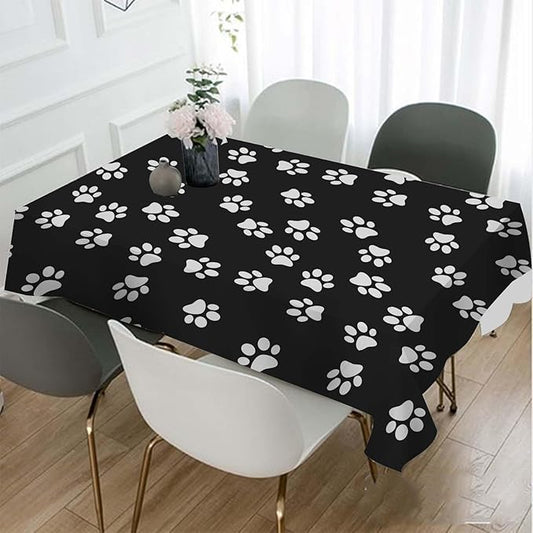 TKS MITLAN Dog Paw Print Dark Tablecloth Decor Table Cloth Dining Room Kitchen Table Cover 60" X 84" Oblong/Rectangle