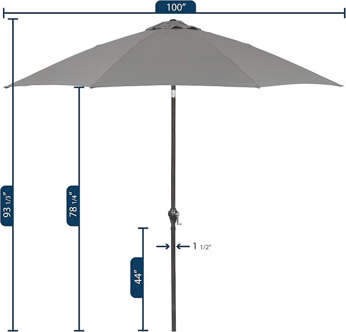 Sunline 9 ft Patio Umbrella with Crank & Push Button Tilt, Outdoor Market Umbrella with UV Protection & Wind Vent and Fiberglass Ribs, Metal Frame for Deck, Pool & Table, Taupe