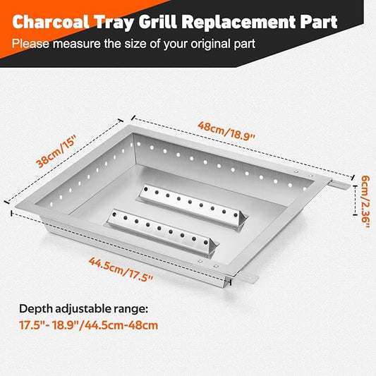 onlyfire Adjustable Charcoal Tray Fits for Most Weber Spirit and Genesis Gas Grills, Stainless Steel Charcoal Ash Pan, Helps Save Gas While Cooking