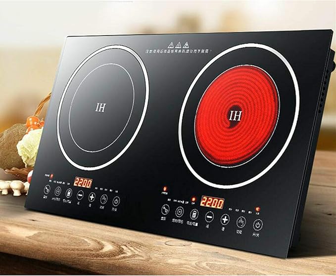 Portable Double Induction Cooktop Touch Electric Induction Cooker Cooktop -2400W/2600W Digital Countertop Burner Black (1200W Induction Cooker+1200W Induction Cooker)