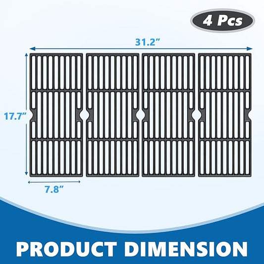 SafBbcue DGN576DNC-D Grill Parts for Dyna-Glo DGN486DNC DGN486SNC DGE486BNP Grill Grates for Char-Griller 2190 Grills, for Master Forge 403-01006-00 3218LT Brinkmann 810-9590-S Cast Iron Grate, 4 Pcs