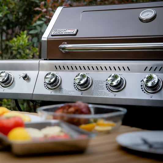 Royal Gourmet GA6402C 6-Burner Propane Gas Grill with Sear Burner and Side Burner, 74,000 BTUs, Cabinet Style Outdoor BBQ Grill for Barbecue Grilling & Backyard Cooking, Coffee