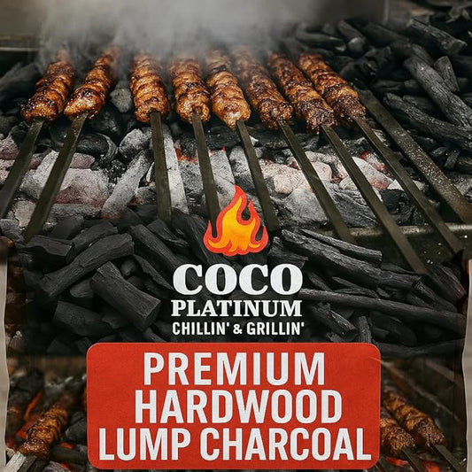 Coco Platinum Premium Hardwood Lump Charcoal – 100% Natural BBQ Fuel for Grilling 20LB