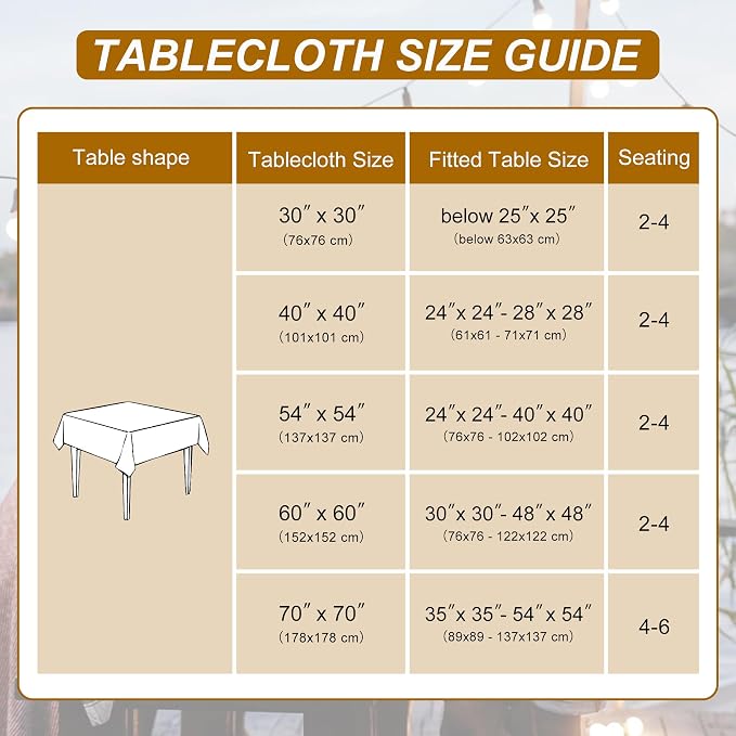 DWCN Square Tablecloth - 54 x 54 Inch - Waterproof Stain and Wrinkle Resistant Washable Table Cloth, Decorative Fabric Table Cover for Kitchen Dining Room Party and Outdoor Use, Beige