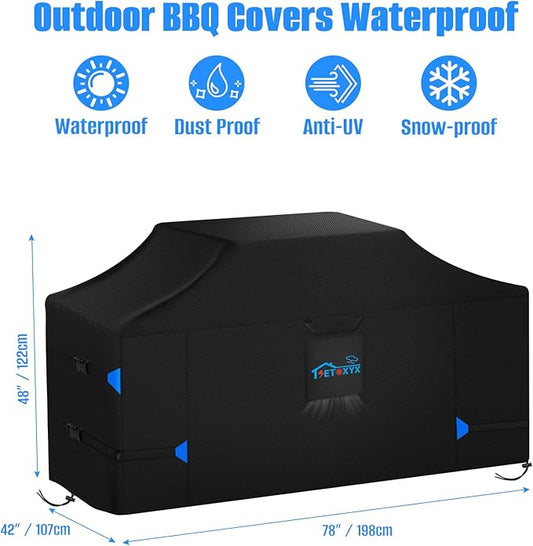 78 Inch Extra Large Grill Cover, 420D Large Island Grill Cover for Outdoor Grill Outdoor, Waterproof & Dustproof Grill BBQ Covers