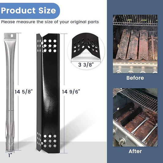 Criditpid Grill Replacement Parts for Grillmaster 720-0697, 7200697, Nexgrill 720-0697 Models, Grill Heat Plate Shields and Burner Tubes Replacement for Grill Master 720-0697 4 Burner Gas Grill