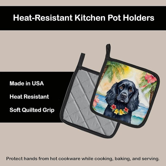 Caroline's Treasures Cocker Spaniel Luau Pair of Pot Holders Kitchen Heat Resistant Pot Holders Sets Oven Hot Pads for Cooking Baking BBQ, 7 1/2 x 7 1/2
