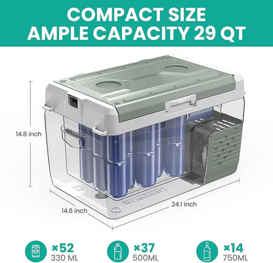 Alpicool Electric Cooler for Car Refrigerator 12 Volt Car Fridge 29 Quart Portable Freezer for Truck SUV RV Van Camper,Camping Boat Travel,-4~68°F (12V 240V, GC30)