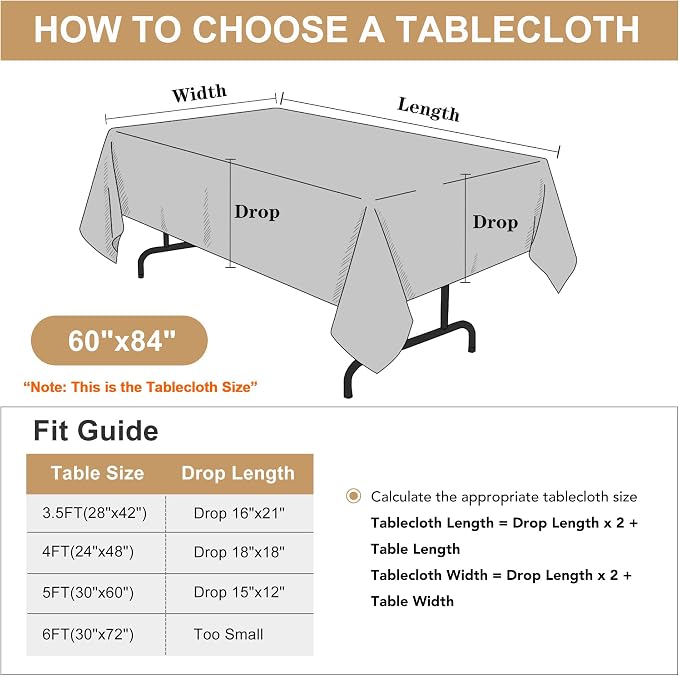 sancua Rectangle Tablecloth - 60 x 84 Inch - Stain and Wrinkle Resistant Washable Polyester Table Cloth, Decorative Fabric Table Cover for Dining Tables, Buffet Parties and Camping, Blue