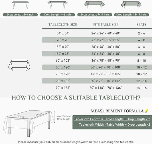 Softalker Rectangle Tablecloth, Waterproof Table Cloths Wrinkle Free Fabric Washable Polyester Table Cover for Dining Tables Party Outdoor Camping Parties - 54 x 54 inch, Baby Blue