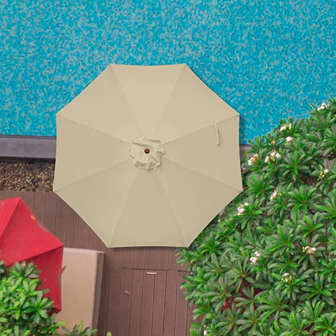 9ft Patio Umbrella Replacement Canopy,Outdoor Table Market Yard Umbrella Top Outdoor Umbrella Canopy with 8 Ribs