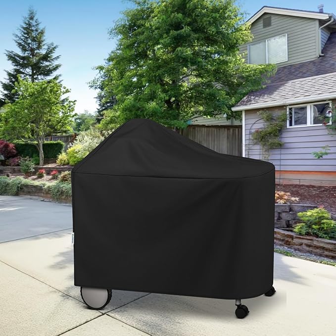 SunPatio Outdoor Waterproof Grill Cover Compatible for Weber 22 Inch Performer Premium Deluxe, RecTeq, Char-Griller Grills, Compared to Weber 7152, Heavy Duty Weather Resistant Charcoal BBQ Cover