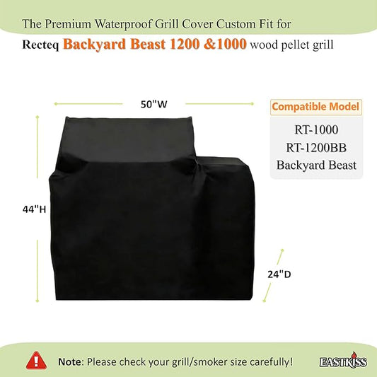 Grill Cover for Recteq Backyard Beast 1200 Wood Pellet Grill - Heavy Duty Waterproof Fade Resistant Pellet Grill Cover for Rectec Backyard Beast 1200/1000 Grill Accessories