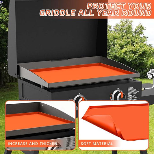 22" Silicone Griddle Mat Cover for Blackstone, Protect Your Blackstone from Dirt and Rust Throughout the Year, Waterproof and Insect-Proof Mattress Protector, Food Grade Silicone Grill Mat (Orange)