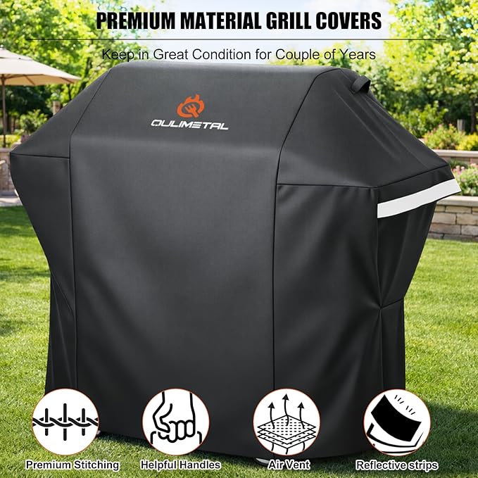 58 Inch Grill Cover for Weber Genesis 300 Series - 600D Heavy Duty Waterproof Rip-Proof Water‑Resistant Weather‑Protective BBQ Premium Outdoor Grill Cover for Weber Genesis II,LX 300 Series
