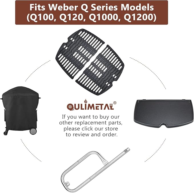 6558 Griddle for Weber Q100 Q120 Q1000 Q1200 Series Grills,Cast Iron Grill Parts for Weber Q100/1000 Series Gas Grills Accessories,12.6" x 8.6" Cooking Griddle for Webbr