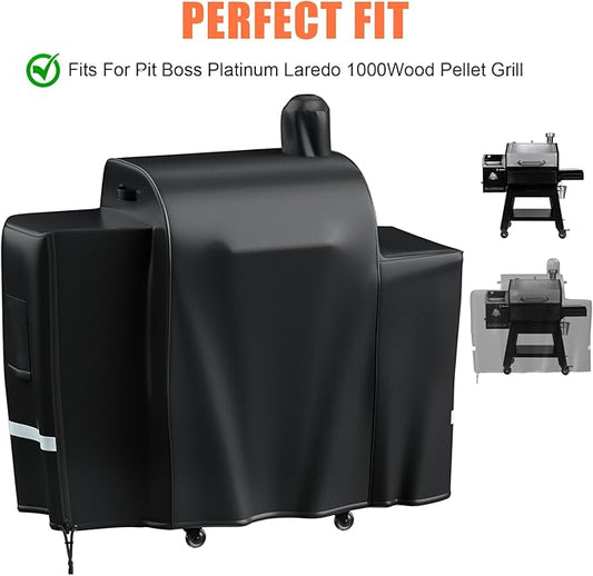 Grill Cover for Pit Boss Platinum Laredo 1000 Wood Pellet Grills, PB1000PL - 600D Heavy Duty Waterproof Fade Resistant Pit Boss Laredo 1000 Grill Cover with Portable Handle and Reinforced Hem