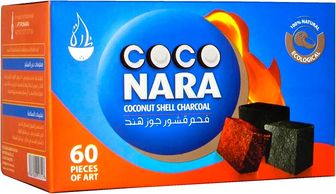 CocoNara 2 Boxes of 60 Piece Coconut Coco Nara Premium Hookah Charcoal Coals - 2 Count