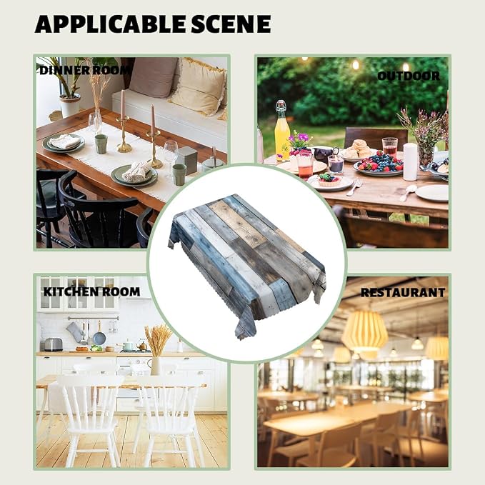 Farmhouse Tablecloth Wood Texture Abstract Rectangle Polyester Table Cloths Kitchen Table Cover for Dining BBQ Picnic Coffee Table 52 x 70 Inch 4-6 Seats