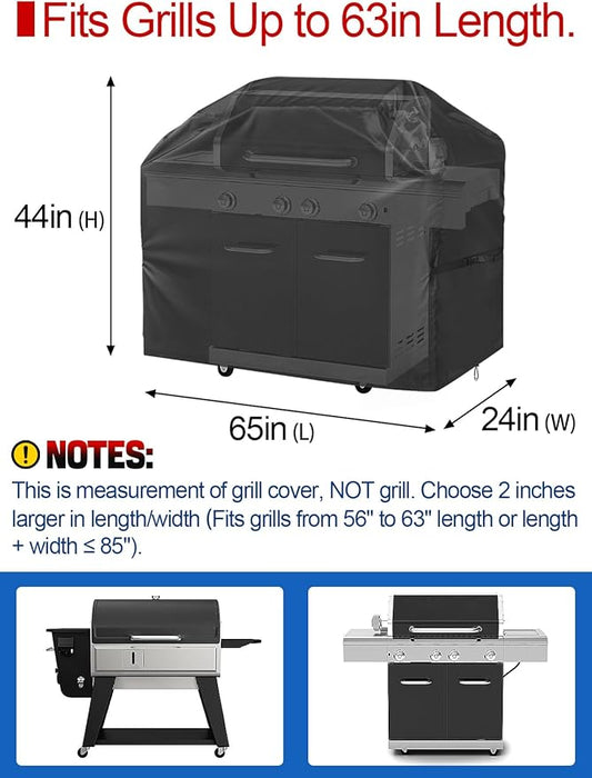 PAMASE 65in BBQ Cover fits Most 3-5 Burner Gas Grills - Waterproof Gas Cover for Outdoor Grill, UV Fade & Rip Resistant, Compatible with Weber Genesis, Camp Chef, Nexgrill, Char-Broil