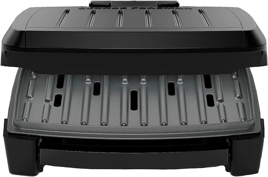 George Foreman® Fully Submersible™ Grill, NEW Dishwasher Safe, Wash the Entire Grill, Easy-to-Clean Nonstick, Black/Grey (Pack of 2)