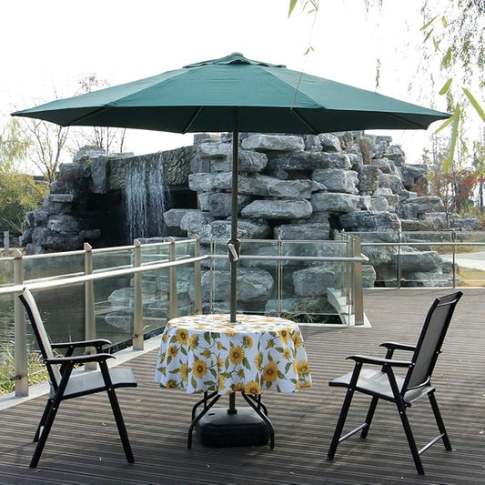 EHouseHome Outdoor and Indoor 60inch Round Tablecloth with Umbrella Hole and Zipper, Waterproof Zippered Patio Cloths, Spring/Summer Table Covers for Backyard Circular Table/BBQs/Picnic