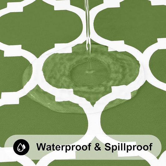 Smiry Square Table Cloth, Waterproof Vinyl Tablecloth with Flannel Backing for Square Tables, Wipeable Spillproof Plastic Tablecloths for Dining, Camping, Indoor and Outdoor (54"x54", Green)
