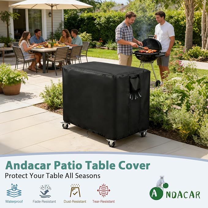 Outdoor Patio Table Cover for Feasto Gas Grill Table, Heavy Duty Bar Cart Grill Cart Cover Waterproof Gas Grill Stove Pizza Oven Table Covers - 36"Lx24"Wx36"H, Black