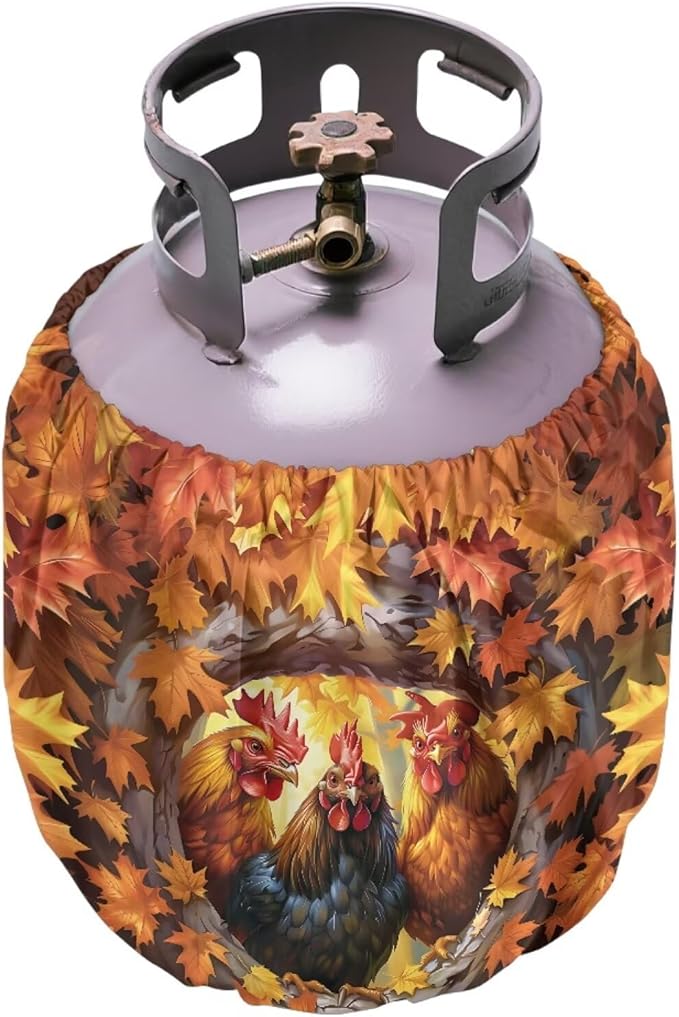 Chicken Print Propane Tank Cover 20lb Heavy Duty Gas Cover Fits Standard 20 lb Tank Cylinder Easily Slips onto Your Propane Tank Outdoor Grill Accessories