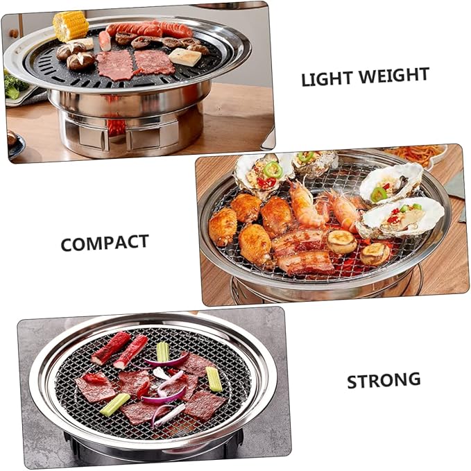 Totority Stainless Steel Korean Barbecue Oven Portable Grill Charcoal Grill Stove Outdoor Mini Bbq Stove
