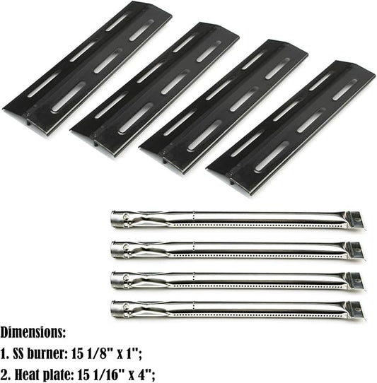 Parts Kit DG112 Burners, Heat Plates Replacement for Kenmore P01708034E, P02008010A, P02008029A gas grills, 4 Pack
