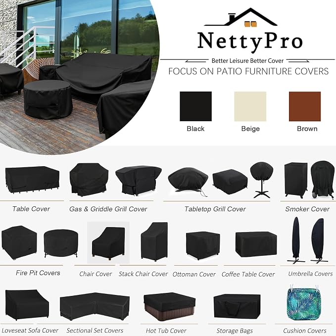 NettyPro Patio Cushion Storage Bags 2 Pack Water-Resistant Extra Large Bag for Outdoor Cushions Heavy Duty Patio Furniture Storage Bag 65 Inch, Black