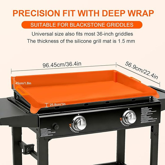 36" Silicone Griddle Mat for Blackstone Grill with Handle, Heavy Duty Grill Mat Cover, Non-Stick Rubber Cooking Mats for Griddle Top Protection, Grill Accessories