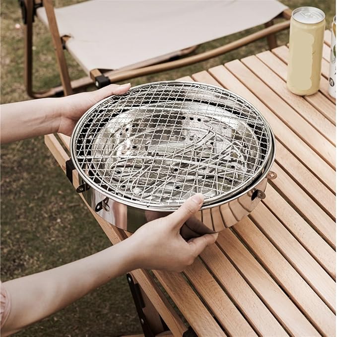 Charcoal Grills Outdoor Folding Barbecue Grill for Camping Portable Barbecue Grill Detachable Grill Round Charcoal Patio Grill Outdoor Grill